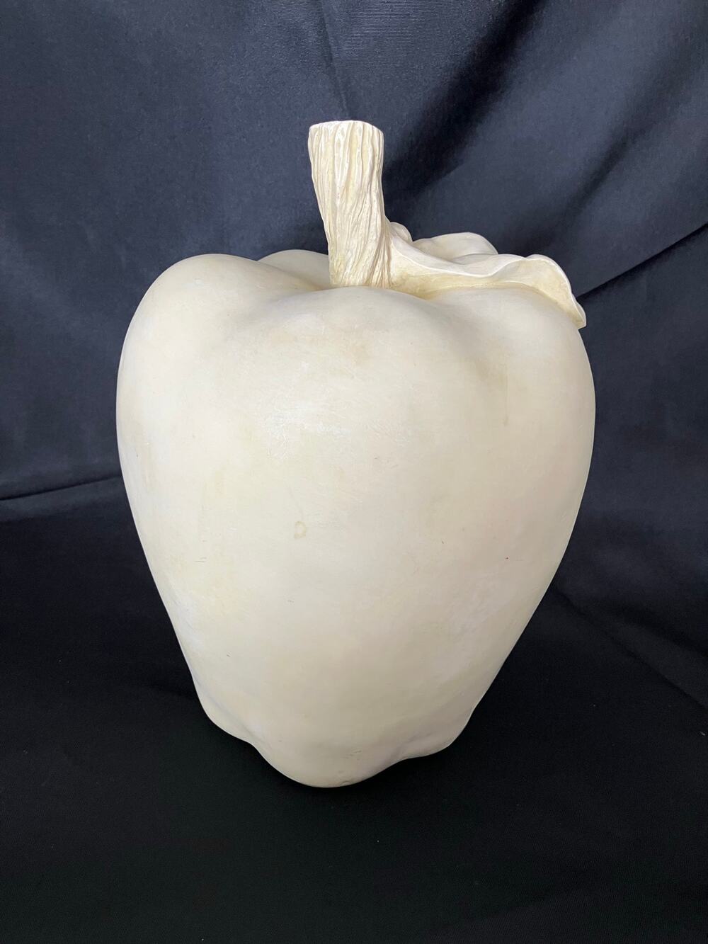 Large White Apple Sculpture 10 Inch Oversized Fruit Kitchen Cottage Decor